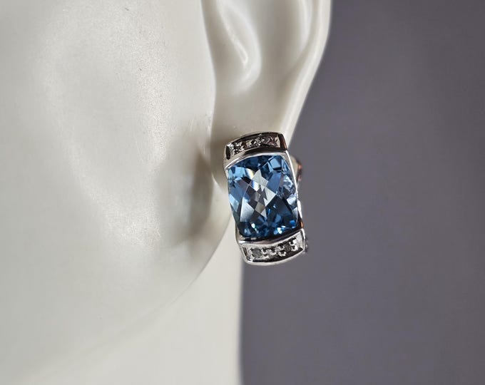 Womens Estate Sterling Silver Aquamarine Earrings 7.0g E1865
