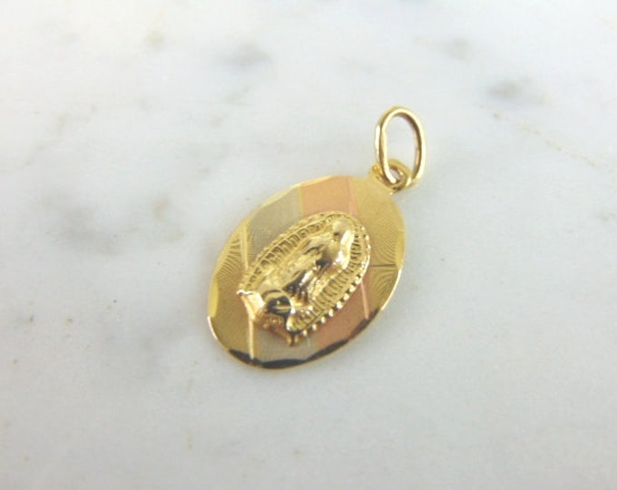 Vintage Estate 14K Yellow White & Rose Gold Religious Pendant 1.6g E5924