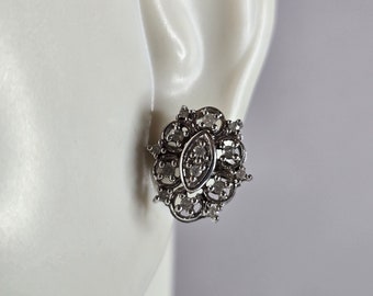 Pr Womens Vintage Estate 10K White Gold Diamond Stud Earrings 2.9g E7399