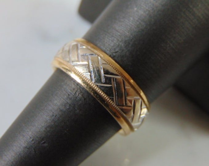 Mens Womens Vintage Estate 14K White Gold Band Ring, 7.1g E1650