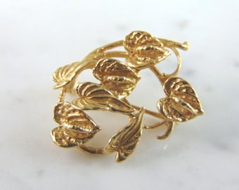 Womens Vintage Estate 14K Gold Floral Brooch 5.3g E2012
