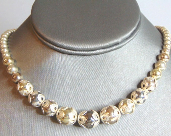 Womens Vintage Estate Sterling Silver Modernist Necklace 45.2g E5895