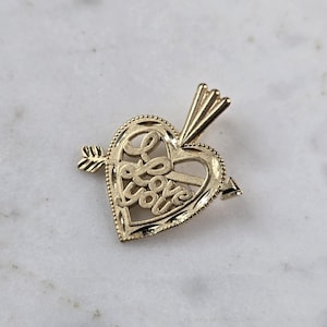Womens Vintage Estate 14k Gold Love Heart Michael Anthony 86&#39; Pendant 1.0g E3412