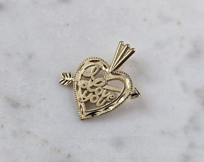 Womens Vintage Estate 14k Gold Love Heart Michael Anthony 86' Pendant 1.0g E3412