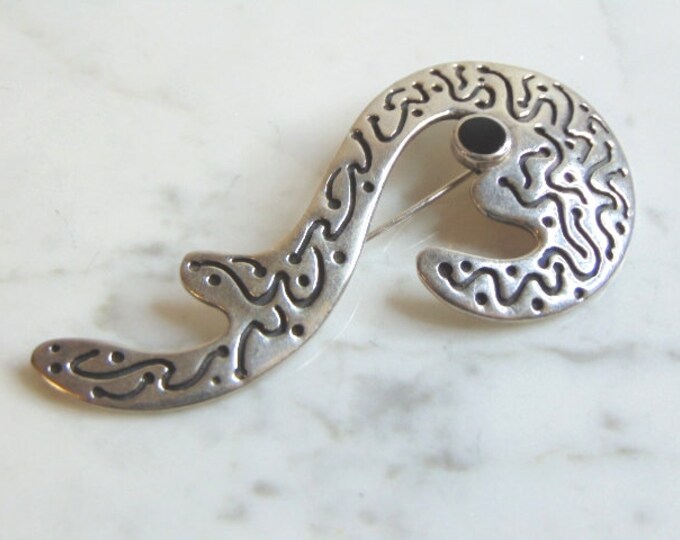 Womens Vintage Estate Sterling Silver Modernist Fashion Brooch 19.8g E1511
