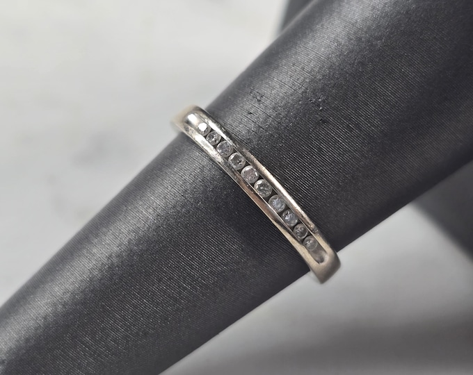 Womens Vintage Estate 10K White Gold Diamond Ring 2.0g E4628