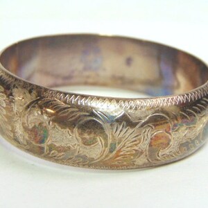 Vintage Estate Sterling Silver Etched Bangle Bracelet 36.0g E3502