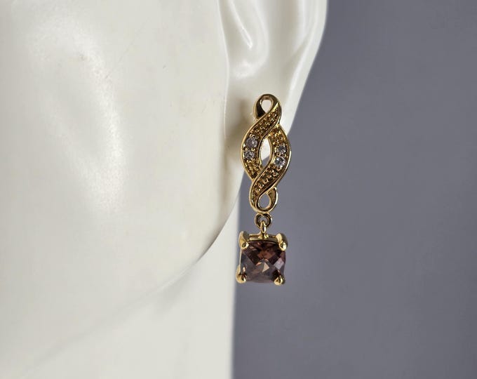 Womens Vintage Estate Sterling Silver Gold Tone Citrine Earrings 2.8g E1157