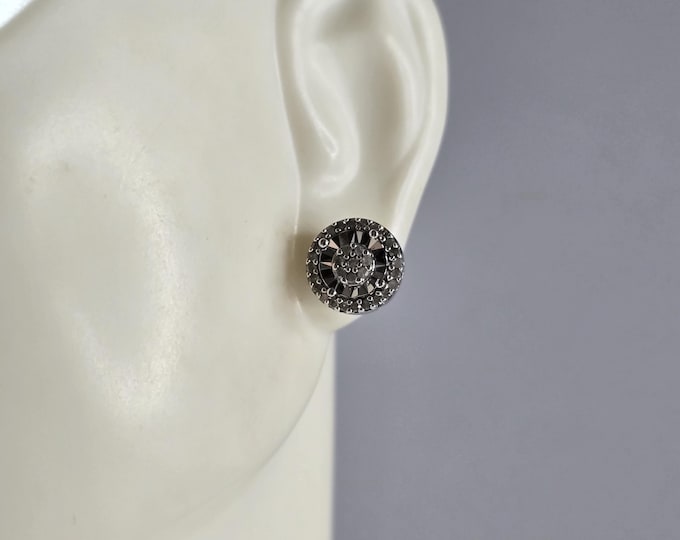 Womens Vintage Estate Sterling Silver Diamond Earrings 1.8g E6684