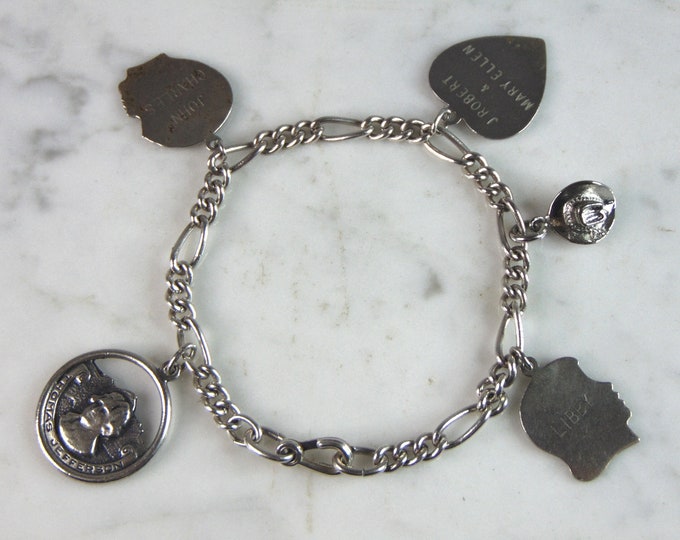 Womens Vintage Estate Sterling Silver Charm Bracelet 22.5g E2381