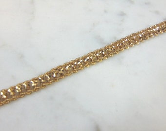 Womens Vintage Estate 14K Yellow Gold Diamond Cut Rope Bracelet 8.6g E1747