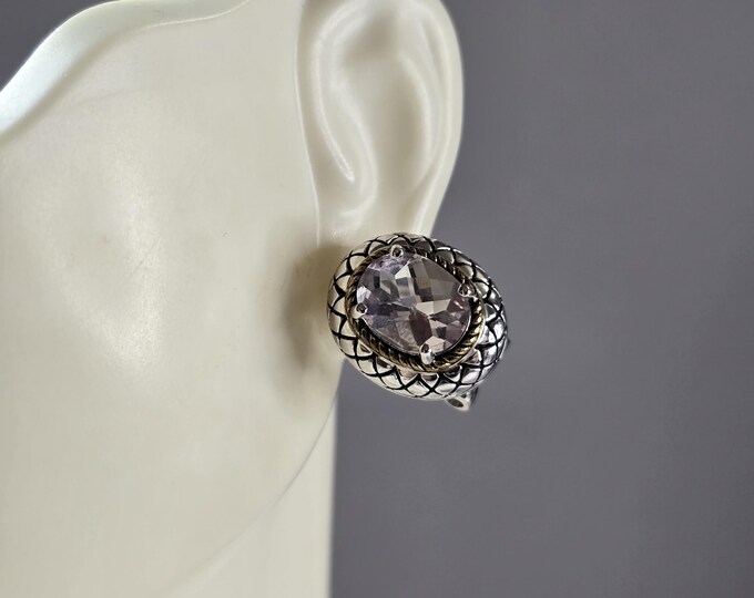 Womens Vintage Estate Sterling Silver Modernist CZ Earrings 9.8g #E1153