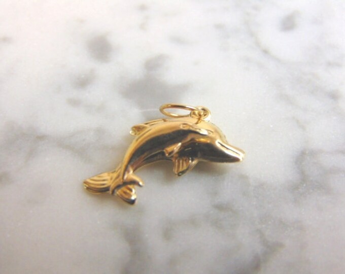 Womens 10K Gold Double Dolphin Pendant 1.1g E1082
