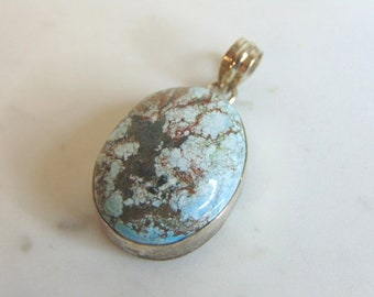 Womens Vintage Estate Sterling Silver Chrysocolla Pendant 9.8g E5647