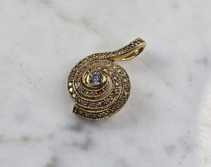 Womens Vintage Estate 14K Gold Modernist Diamond Pendant 3.6g #E5574