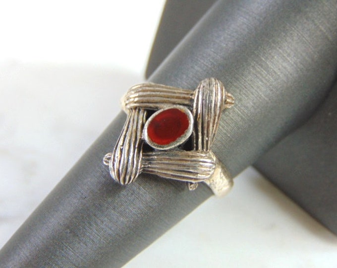 Womens Vintage Estate .925 Sterling Silver Modernist Ring 5.0g, E2860