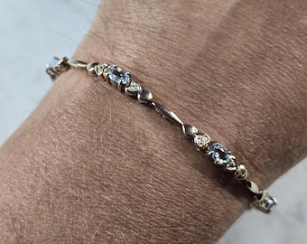 Womens Vintage Estate Sterling Silver Modernist Topaz Bracelet 10.1g #E6106