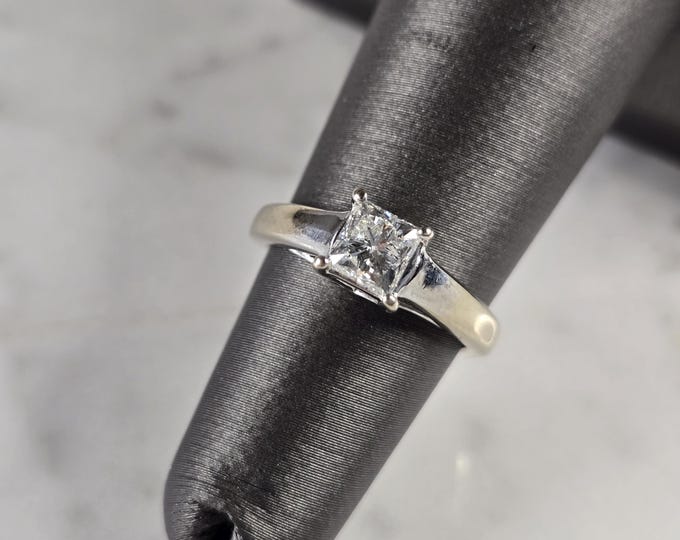 Womens Vintage Estate 14k White Gold Diamond Tolkowsky Ring 3.3g #E1749
