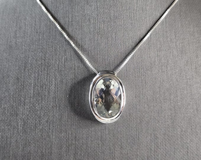 Womens Vintage Estate Sterling Silver CZ Modernist Pendant Necklace 10.1g E6720