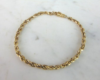 Vintage Estate 14K Yellow Gold Rope Bracelet 3.8g E5134