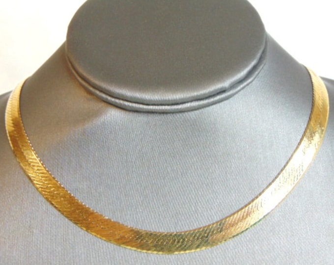Lovely Vintage Estate 14K Yellow Gold Herringbone Necklace 25.4g E5319