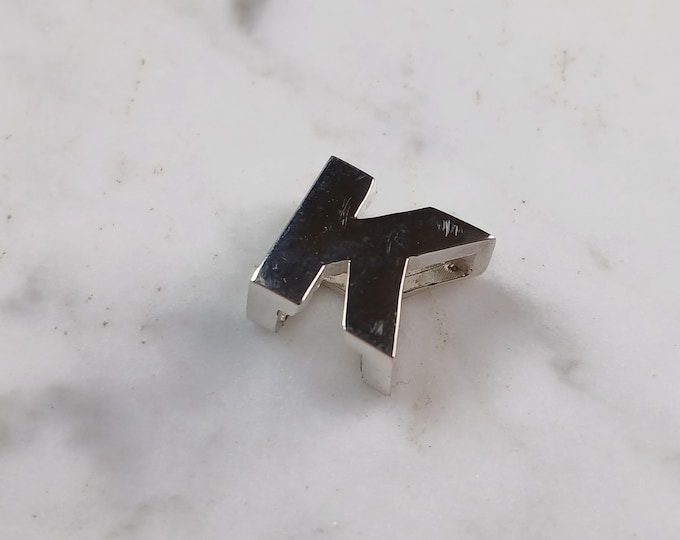 Womens Sterling Silver Initial Block Letter " K " Pendant 3.9g E5091