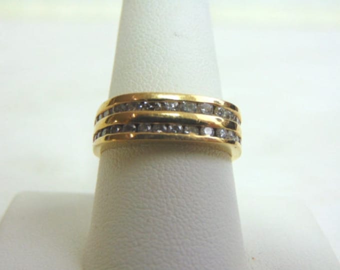 14K Mens Yellow Gold Ring w/ Diamonds, 5.9g  E3464