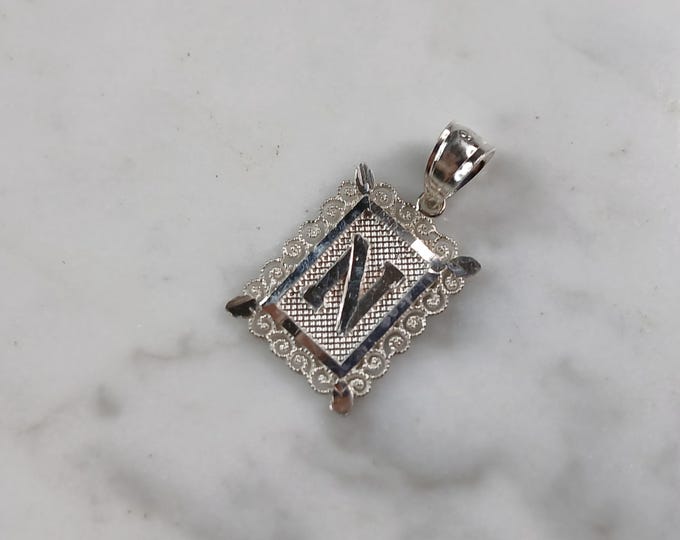 Womens Sterling Silver Initial Letter " N " Pendant 1.0g E4837