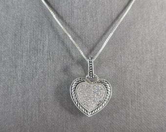 【STONEHENgE】Silver Material Heart Cubic Necklace SA24D38T Sterling Silver Heart Necklace with Cubic Zirconias | eBay