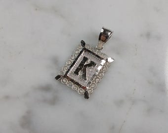 Womens Sterling Silver Initial Letter " K " Pendant 1.0g E4829