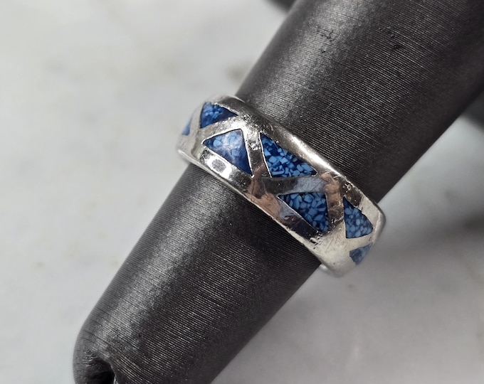 Womens Vintage Estate Sterling Silver Lapis Lazuli Stone Ring 6.6g E3921