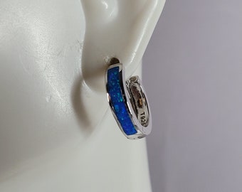 Womens Sterling Silver Modernist Blue Opal Earrings 3.0g E2818