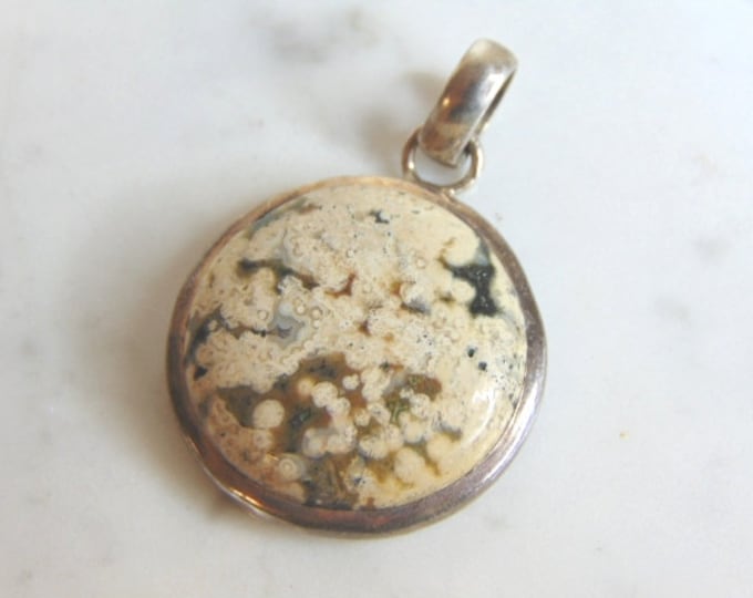 Womens Vintage Estate Sterling Silver Jasper Pendant 15.2g E5720