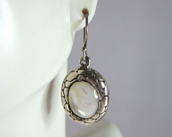 Womens Vintage Estate Sterling Silver M.O.P. Dangle Earrings 9.2g E3252