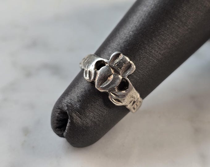 Womens Girls Vintage Estate Sterling Silver Irish Claddagh Heart Ring 1.6g E7645
