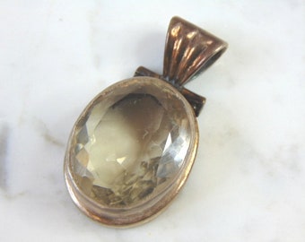 Womens Vintage Estate Sterling Silver Quartz Pendant 29.2g E2708