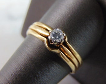 Womens Vintage Estate 14k Gold Solitaire Diamond Ring 3.8g  E2941
