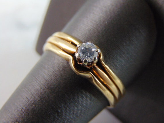 Womens Vintage Estate 14k Gold Solitaire Diamond … - image 1