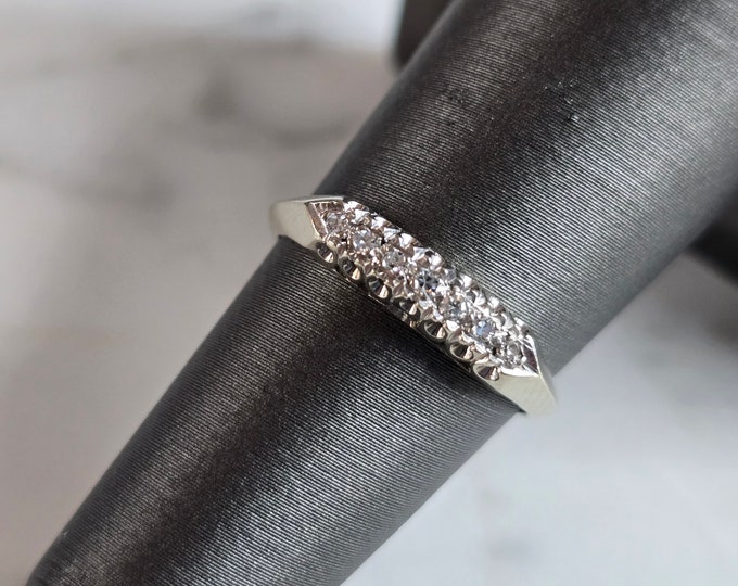 Womens Vintage Estate 14K White Gold Diamond Ring, 1.6g E7446