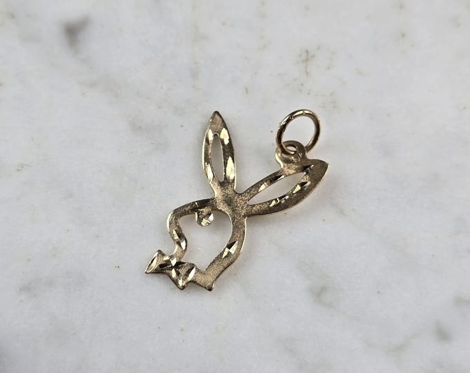 Womens Vintage Estate 14k Yellow Gold Playboy Bunny Pendant 0.9g E5110