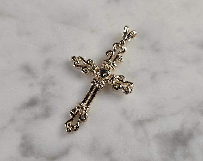 Vintage Estate 14K Gold Religious Cross Pendant 1.7g E4807
