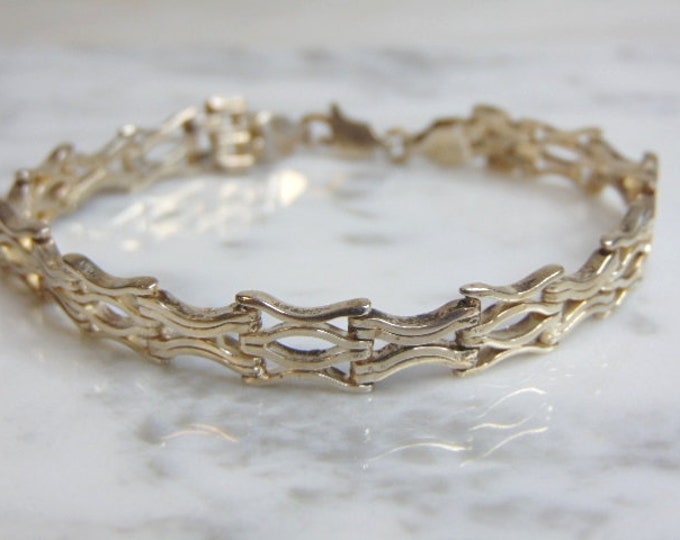 Womens Vintage Estate Sterling Silver Link Bracelet 20.1g E4878