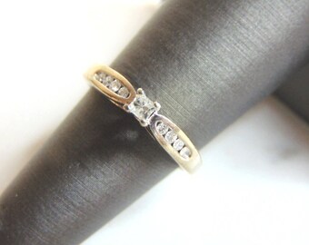 10 kt witgouden damesring diamanten vintage Estate, 2,4 g, E1923