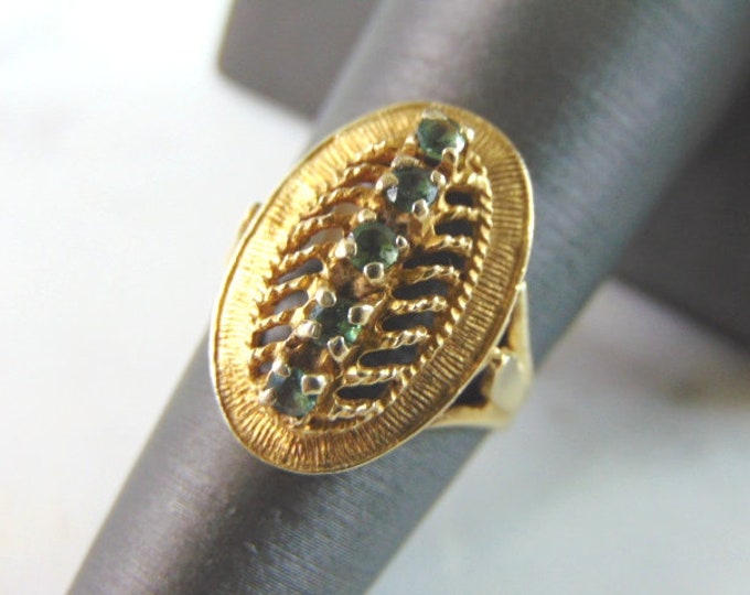 Womens Vintage Estate 14K Gold Aqua Ring 3.5g #E2979
