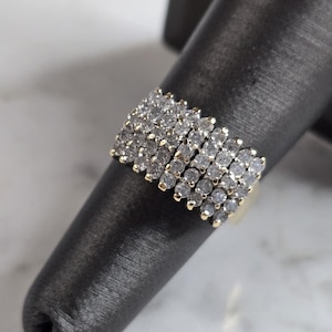 Womens Vintage Estate 14K Yellow Gold Diamond Cluster Ring 5.1g E4401