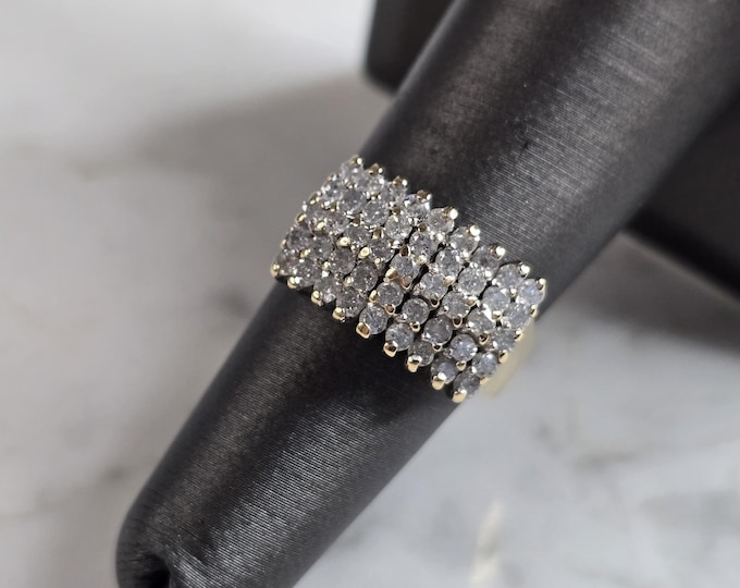 Womens Vintage Estate 14K Yellow Gold Diamond Cluster Ring 5.1g E4401