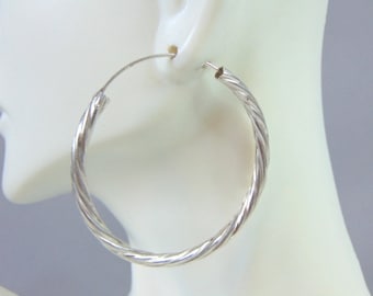 Womens Vintage Estate Sterling Silver Hoop Earrings 6.3g E1800