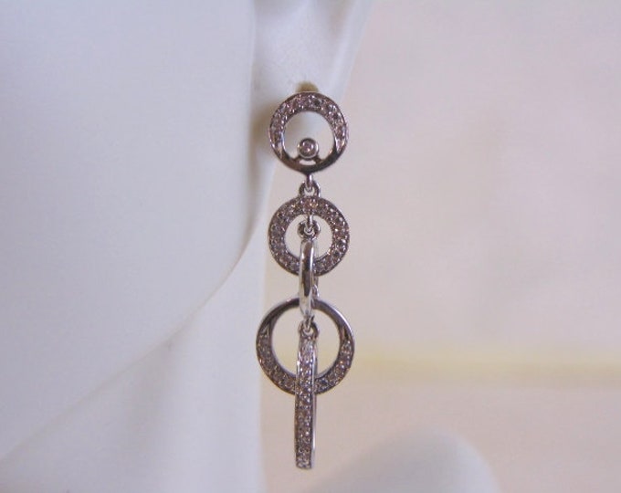 Womens Vintage Estate Sterling Silver Earrings w/ CZ Stones 4.0g #E4346