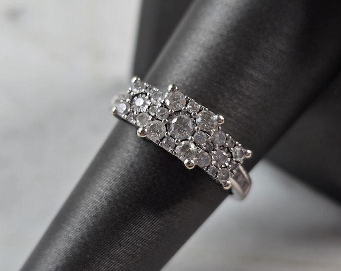 Womens Vintage Estate 14k White Gold Diamond Ring 3.8g E3617