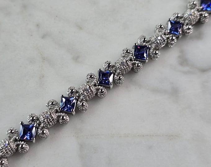 Womens Vintage Estate Sterling Silver Tanzanite Bracelet 21.9g E1569
